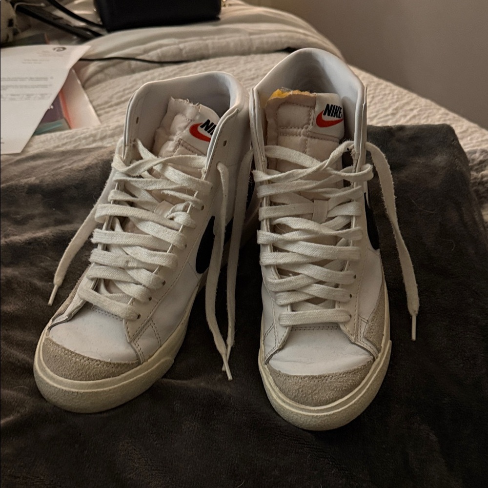 Nike White and Cream High-Top Sneakers